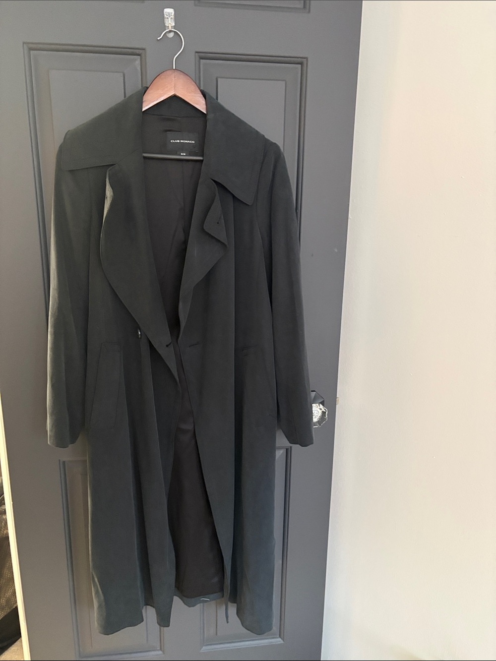 Club Monaco Charcoal Long Trench Coat